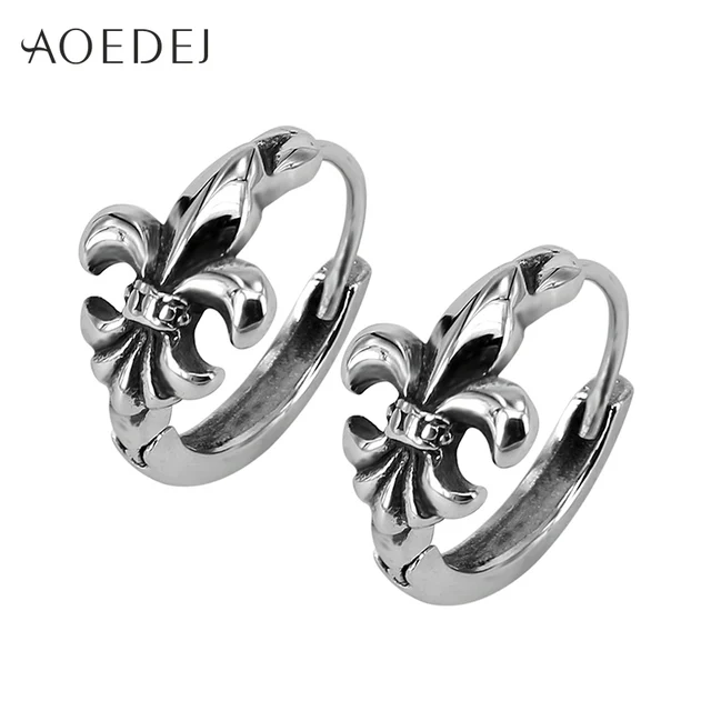Aoedej 10mm Cross Hoop Earrings Stainless Steel Vintage Small Aoedej 10mm Cross Hoop Earrings Stainless Steel Vintage Small Men Huggie Round Earring Punk