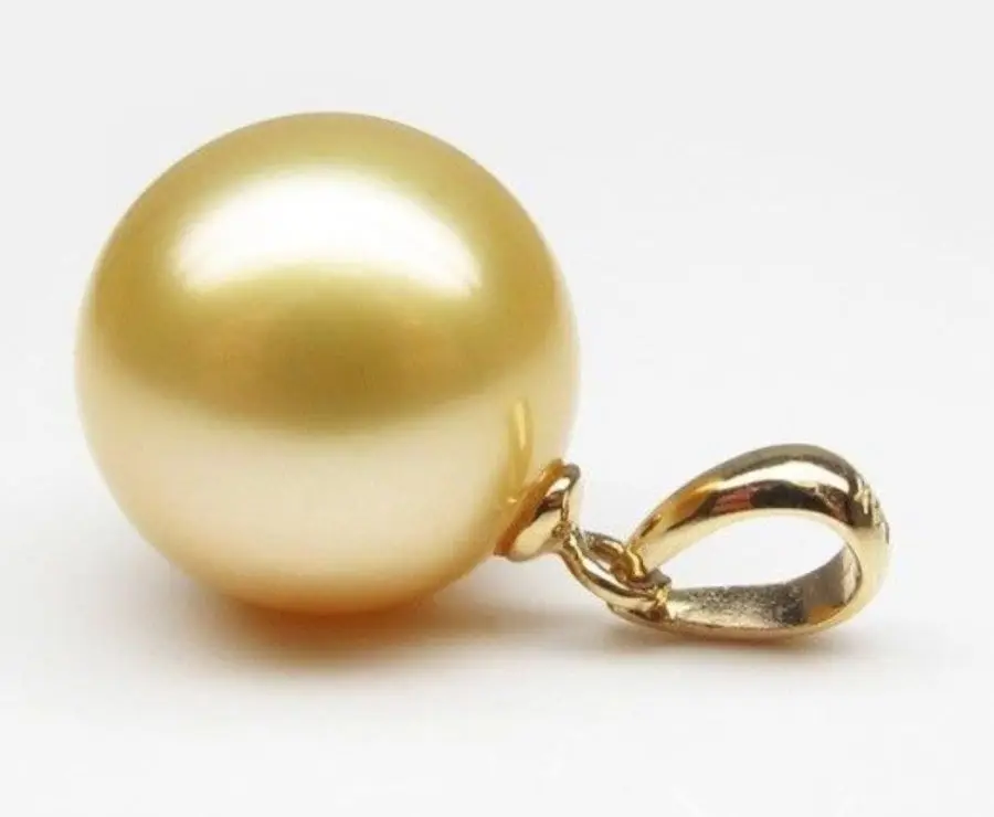 Perfect Round 15-16mm South Sea natural golden Shell Pearl Pendant Necklace | Украшения и аксессуары