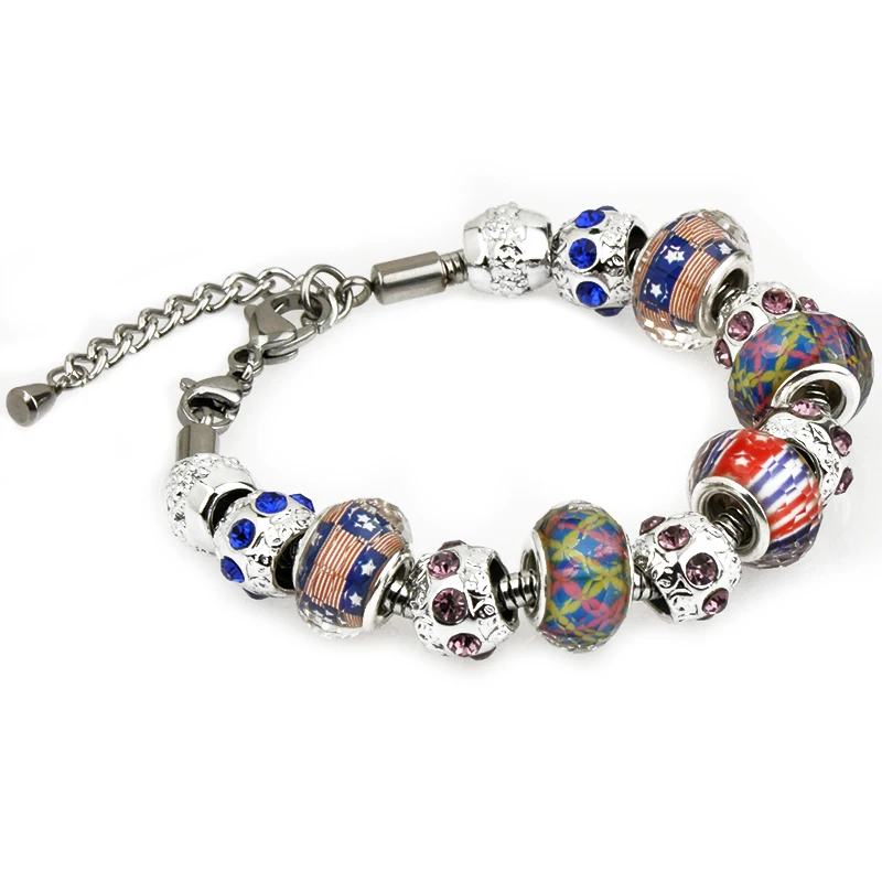 

European Style Couple Titanium Bracelet Jewelry eaded Crystal Charm Bracelet for Women Original DIY Beads Jewelry Christmas Gift