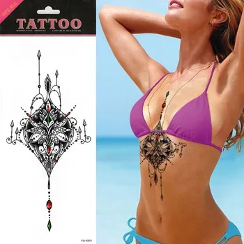 

1pcs Red Green Gemstone Jewerly Colorful Tattoo Chest Beast Tattoo Tattoo Sticker Temporary Tattoo Chest Body Art Tatuagem