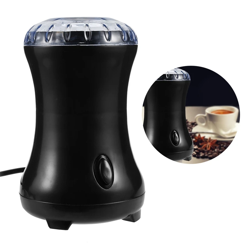 Household Coffee Grinder Bean Grinding Miller Food-Grade Transparent Cover With Stainless Steel Bowl And Grinding Blades-Eu Pl