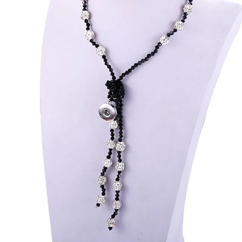 

New Fashion Snap Necklace crystal Beads 18mm snap necklaces jewelry for women pendant necklaces Long necklace