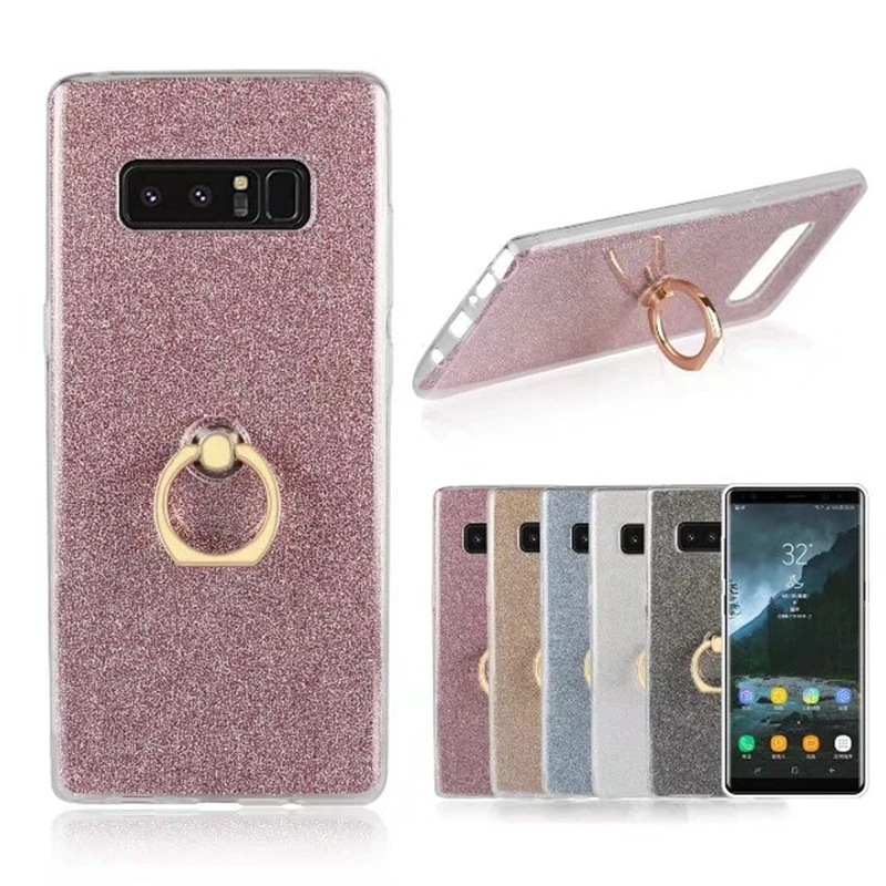For Samsung Galaxy Note 8 Case Transparent Soft TPU Glitter Metal Ring back cover note 6.4inch |