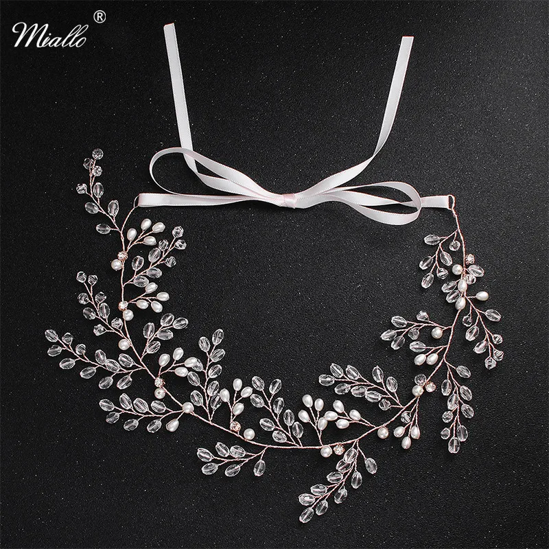 

Miallo Fashion Crystal Pearls Handmade Hair Vine Wedding Hair Accessories Jewelry Bridal Headpiece for Hairstyle