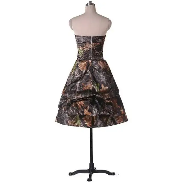 2017 Short A Line Camo Wedding Dresses Sleeveless Strapless Zipper