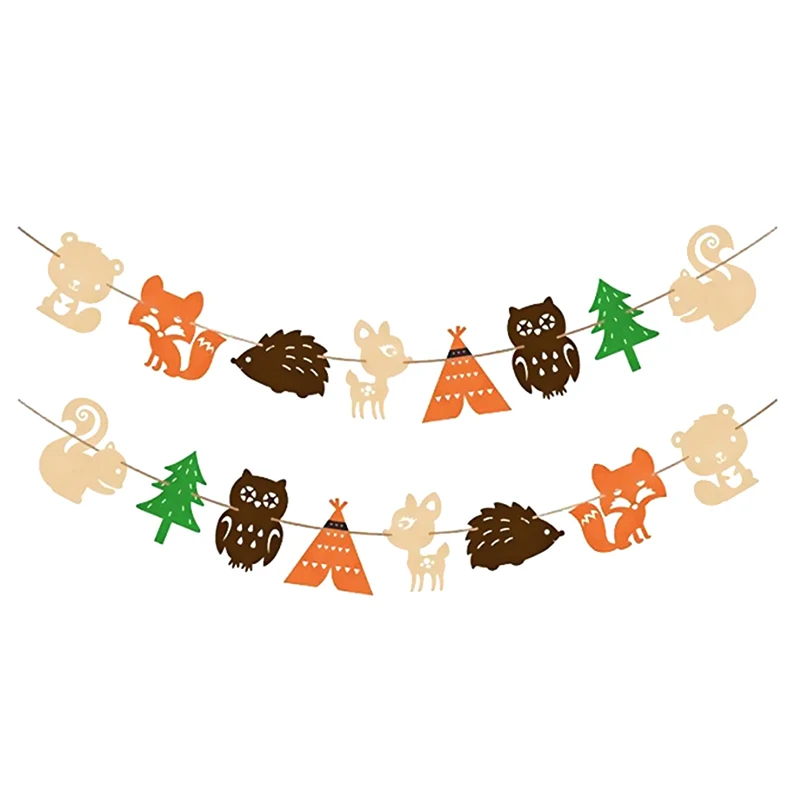 Мультфильм животных Баннер Вымпел флаги лес Ежик белка, лиса гирлянда овсянка для детского душа день рождения Декор