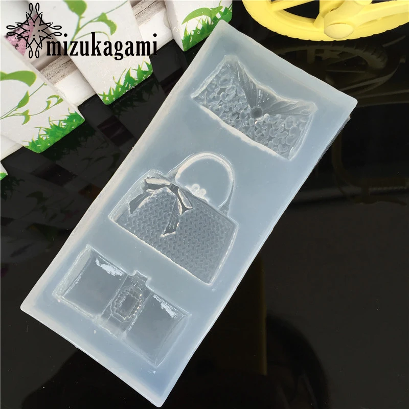 1pcs UV Resin Jewelry Liquid Silicone Mold Handbag Wallet Shape Resin Charms Molds For DIY Intersperse Decorate Making Molds