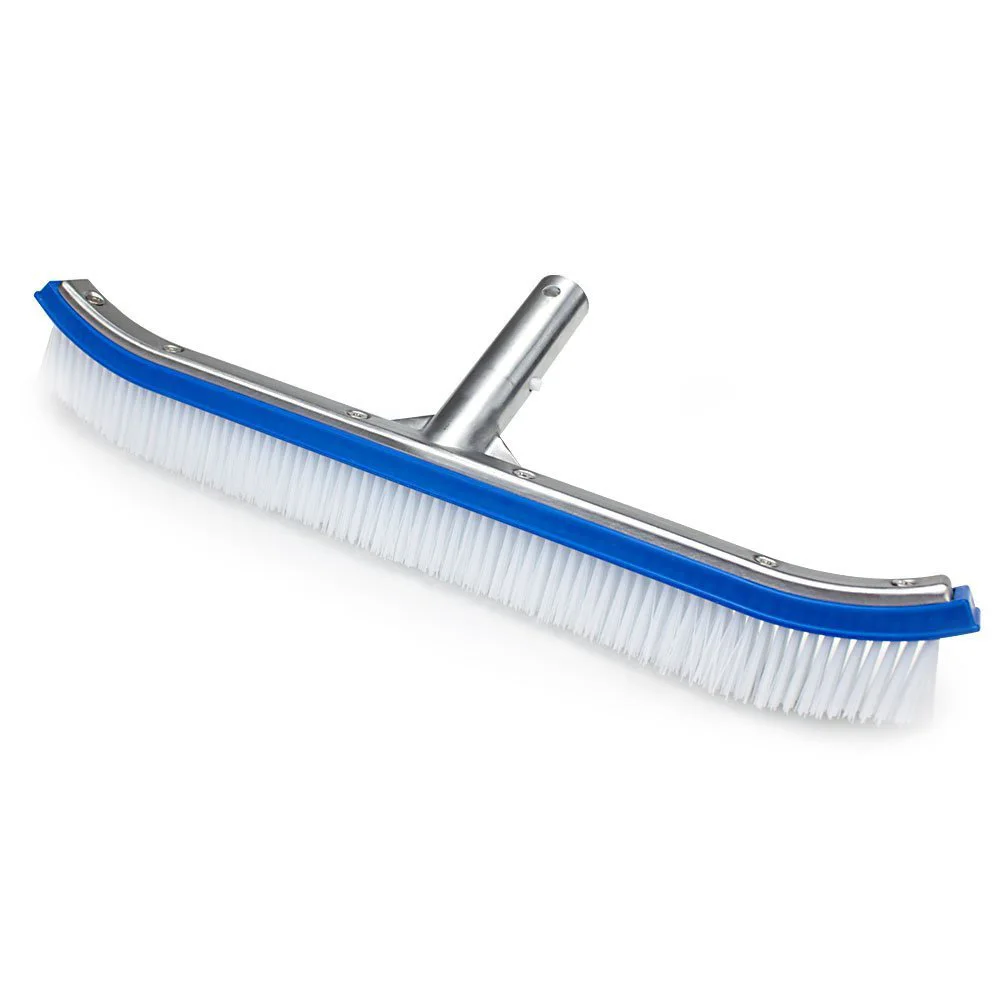 Серебристый Durable 18in Swimming Pool Wall Brush Cleaning Tool Aluminum Handle for Pond Spa Hot Spring Pools Algae Remover Scrubber Outdoor - Цвет: Серебристый