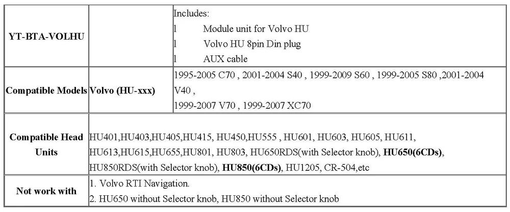 Yatour Bluetooth автомобильный комплект музыкальный интерфейс для Volvo HU радио