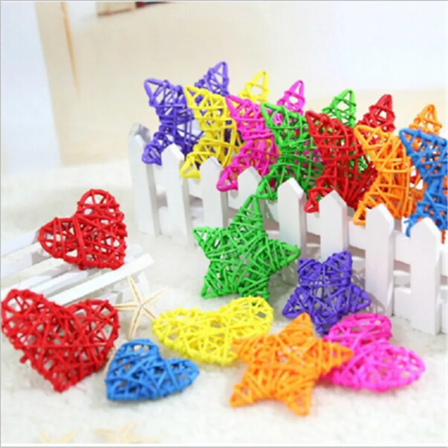 

10PCS Color Wedding Ornaments Decoration Kids Gifts Random DIY Rattan Star Heart Sepak Takraw Ball Christmas Birthday Party&Home