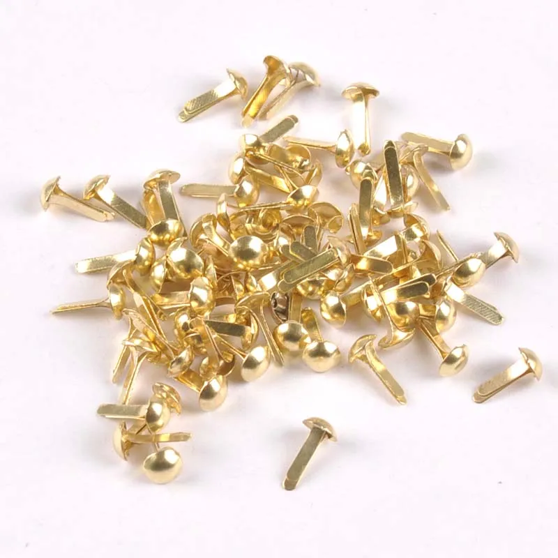 100PCs mixed Silver/golden Round Brad Scrapbooking Embellishment Fastener Brads Metal Crafts Diy handmade Decoration Metal Brads Scrapbooking Decoration