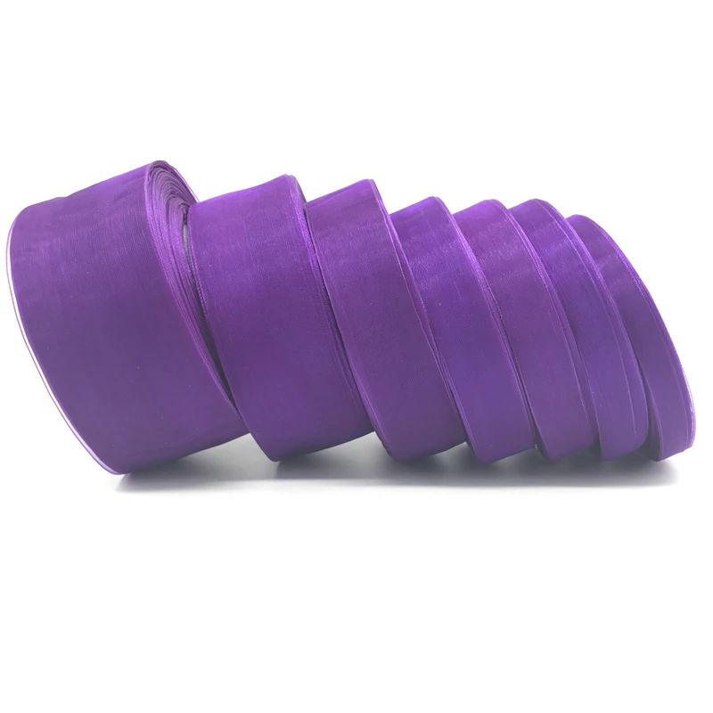 50yards 10mm50mm Purple Organza Ribbon Gift Wrapping Bow Wedding
