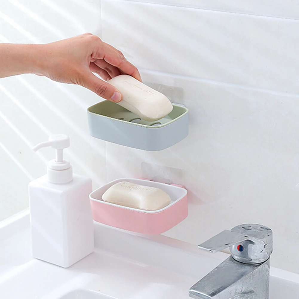 Creative Double Layer Draining Soap Storage Box Smile Face Soap Dish Holder Rack For Bathroom Shower Supplies