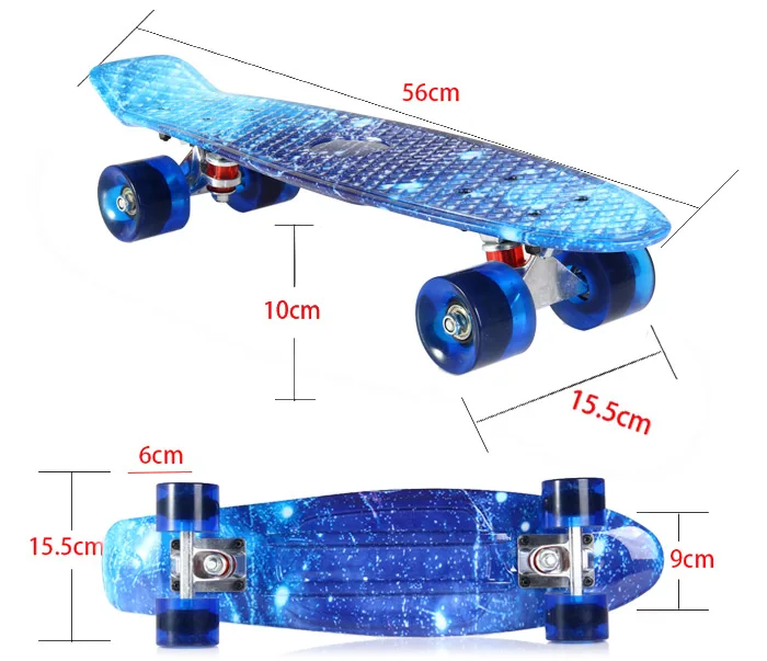 Высокое качество 100 кг нагрузка ретро-скейтборд звездное небо узор прочный свет окружающей среды Мини Доска для спорта на открытом воздухе