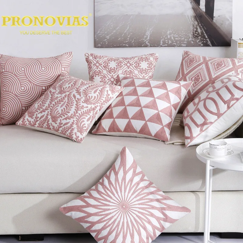 

Pronovias abstract pattern hand embroidered pillow case pink