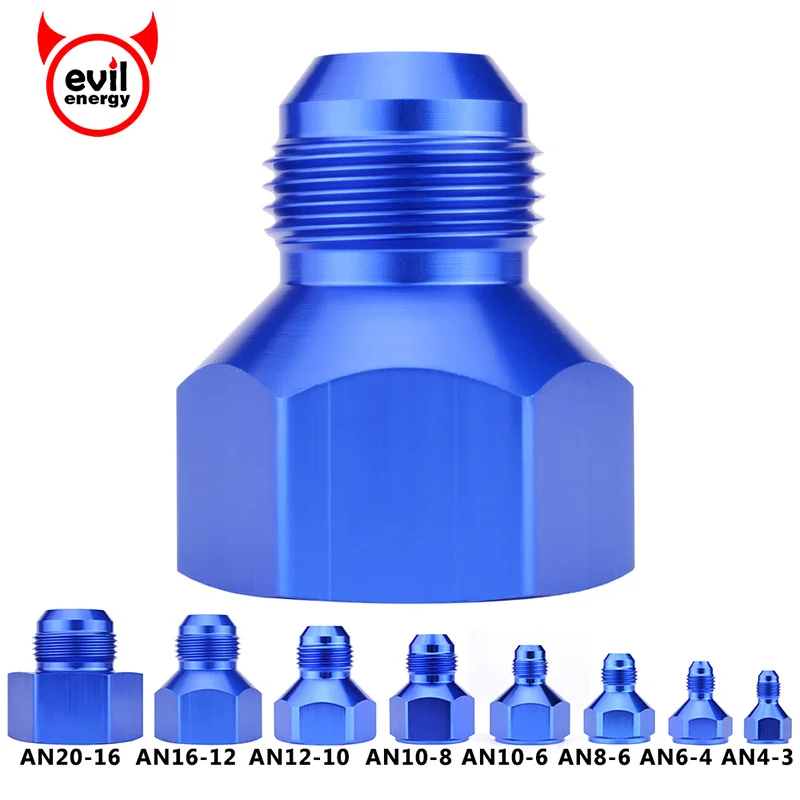 

evil energy Female Flare To Male Black Anodized Aluminum AN Reducer Fitting Adapter Blue