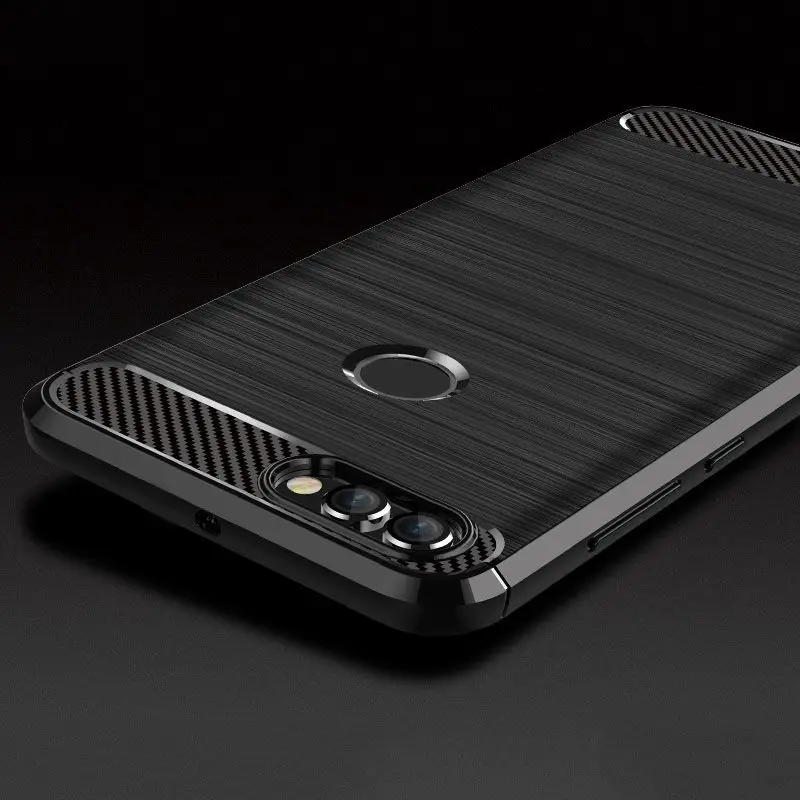 

Carbon Fiber Texture Back Cover For Huawei Honor 7C Case Luxury Soft TPU Leather Capa For Honor 7 C 7C Russian Version 5.7" Inch
