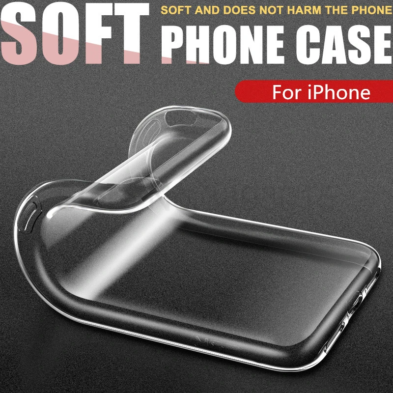 Ultra Thin Soft Transparent Case For iPhone X XR XS Max 5 5s SE Clear Silicone shell For iPhone 6 6s 7 8 plus TPU Case Coque