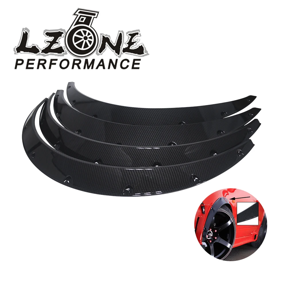 

LZONE - 4 Pcs Carbon Fiber Car Fender Flares Arch Wheel Eyebrow Protector/mudguards Sticker Universal JR-CFF02