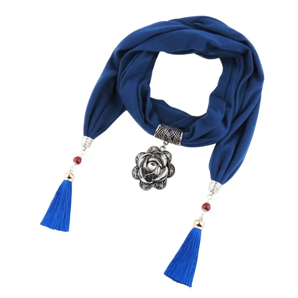 Платок шифоновый хиджаб шарф для волос дизайнерский стиль цветок кисточка кулон