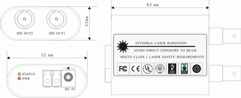 3G-SDI оптический Высокое разрешение 1080 P/60 Гц Мини цифровой HD-SDI волокна волоконно-оптический LC порт