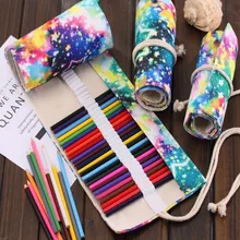 36Holes Folk Style School Pencil Case Escolar Estuche Box Stationery Estojo Portable Canvas Pen Roll Up Bag Curtain Pencils