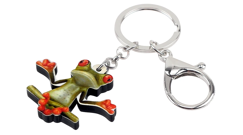 WEVENI Acrylic Meditation Frog Key Chains Keychain Holder Anime Animal Jewelry For Women Girls Bag Car Purse Charms Gift Pendant