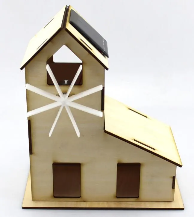

DIY Wooden Puzzle Jigsaw House Solar Toys Powered Building Block Educational for Model and Scientific Experiments Toys