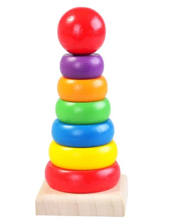 

Jenga toy infantil wooden rainbow stacker building block tower game geometric board colorful montessori educational wooden toy
