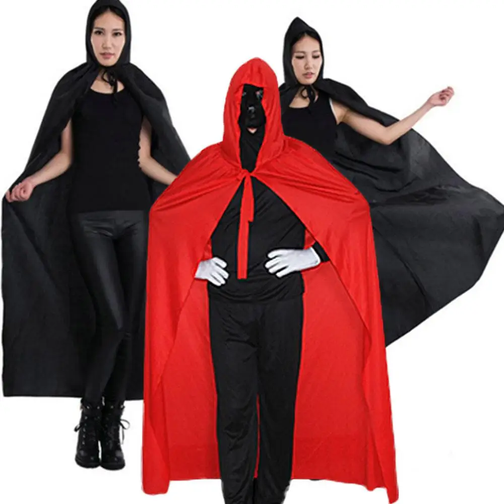 

Unisex Cloak Halloween Grim Reaper Cloak Lace Up Fancy Dress Costume Cosplay Black Hooded Death Demon Vampire Clothing