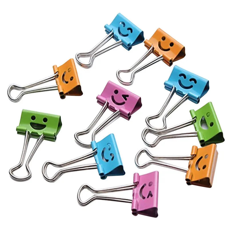 10PCS Useful Smile Binder Clips For Home Office Books File Paper Organizer Clip Food Bag Clips Note Clips Home Office #3d10 (10)