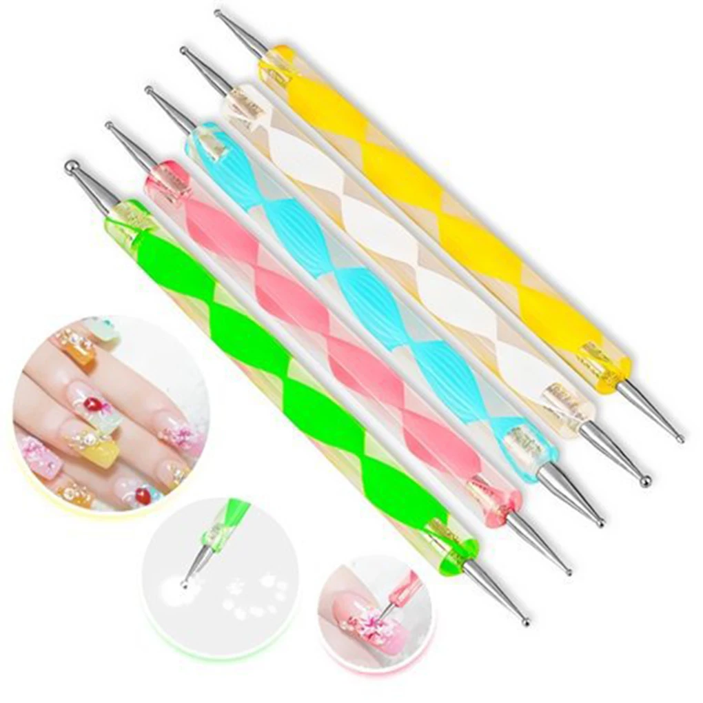 

5pcs/Set Nail Art Dotting Marbleizing Pen Crystal Spiral Nail Dotting Pen Manicure Tool