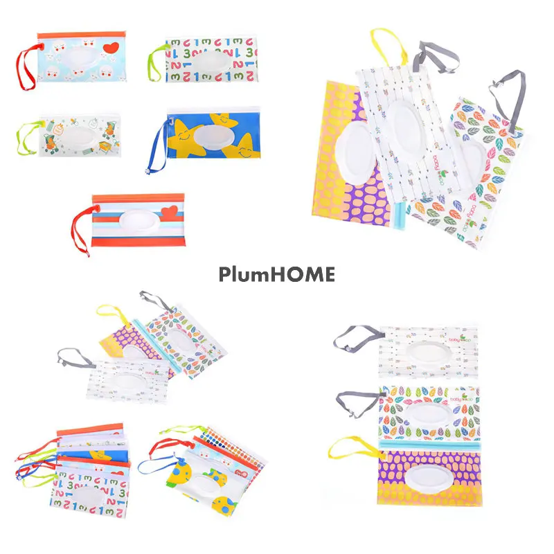 

Eco-friendly Easy-carry Snap-strap Wipes Container Wipes Carrying Case Wet Wipes Bag Clamshell Cosmetic Pouch Clutch and Clean
