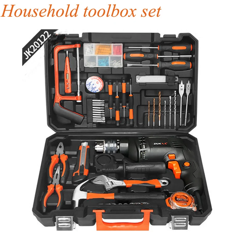 Household Toolbox Set With Impact Drilling Tool Multifunction Hardware