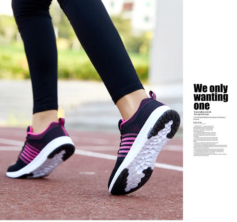  RECOISIN 2019 Autumn Sneakers Women Sport Shoes For Woman Lightweight Mesh Running Black Pink Walking Jogging Female Sneakers  (14)