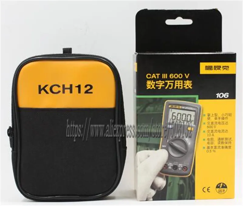Fluke 106 + KCH12 мягкий чехол Цифровой мультиметр размером с ладонь профессиональный в