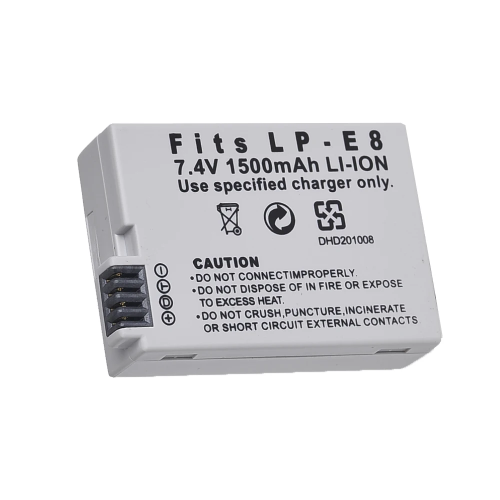 Оптовая продажа 7 4 V 1500mAh литий ионная LP E8 батарейный блок LPE8 для Canon EOS 550D 600D 650D Rebel