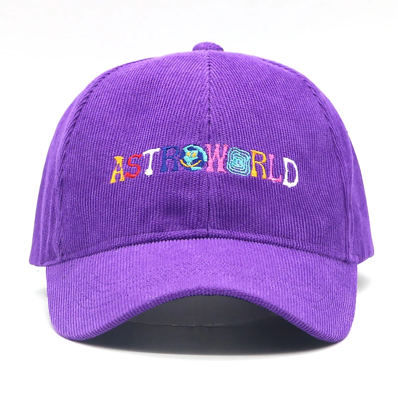 

Cartoon earth colorfull embroidery baseball cap ASTROWORLD Corduroy casual caps snapback hat Fashion winter hats for women men