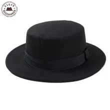 Новая шерстяная Ретро фетровая шляпа из свинины для мужчин и женщин, Шерстяная кепка из Трилби, дешевая черная лента, котелок, фетровые шляпы