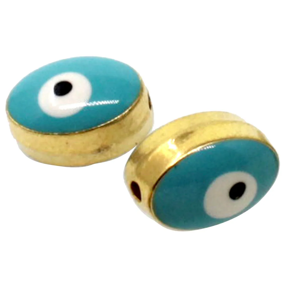

Tevida 20pcs Charm Oval Evil Eye Beads DIY for earring Necklace jewelry Making Accessories Finding Enamel Evil Eye Pattern