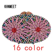 Женская вечерняя сумочка, женские свадебные клатчи с цветочным узором, женский клатч розового и золотого цветов, Роскошный кошелек со стразами, свадебные сумочки SC761