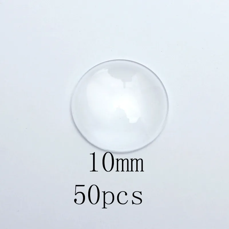1 упак. круглый квадратный овальный плоский круглый стеклянный задний прозрачный увеличительное стекло Кабошон Камея Крышка для DIY ювелирных изделий - Цвет: Round 10mm 50pcs