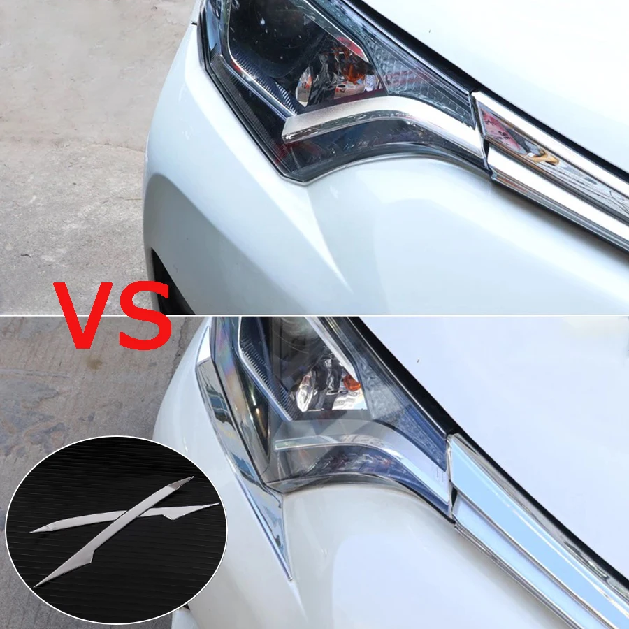 ABS Chrome Front Headlight Headlamp Eyebrow Trim Cover Car Accessories 2PcsSet For Toyota RAV4 RAV 4 2016 (8)