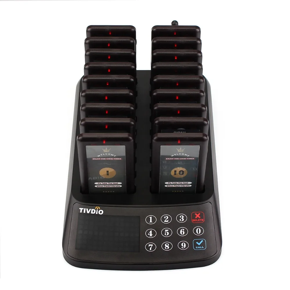 

RETEKESS T115 Restaurant Pager Wireless Calling Paging System Beeper Customer Service 18 Coaster Pagers +1 Keypad Transmitter