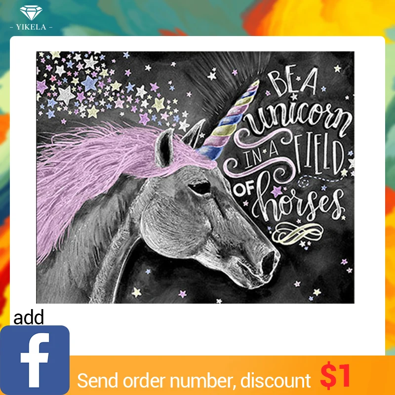 

YIKELA Full square diamond DIY diamond embroidery lonely unicorn diamond painting Cross Stitch Rhinestone mosaic home decor JM