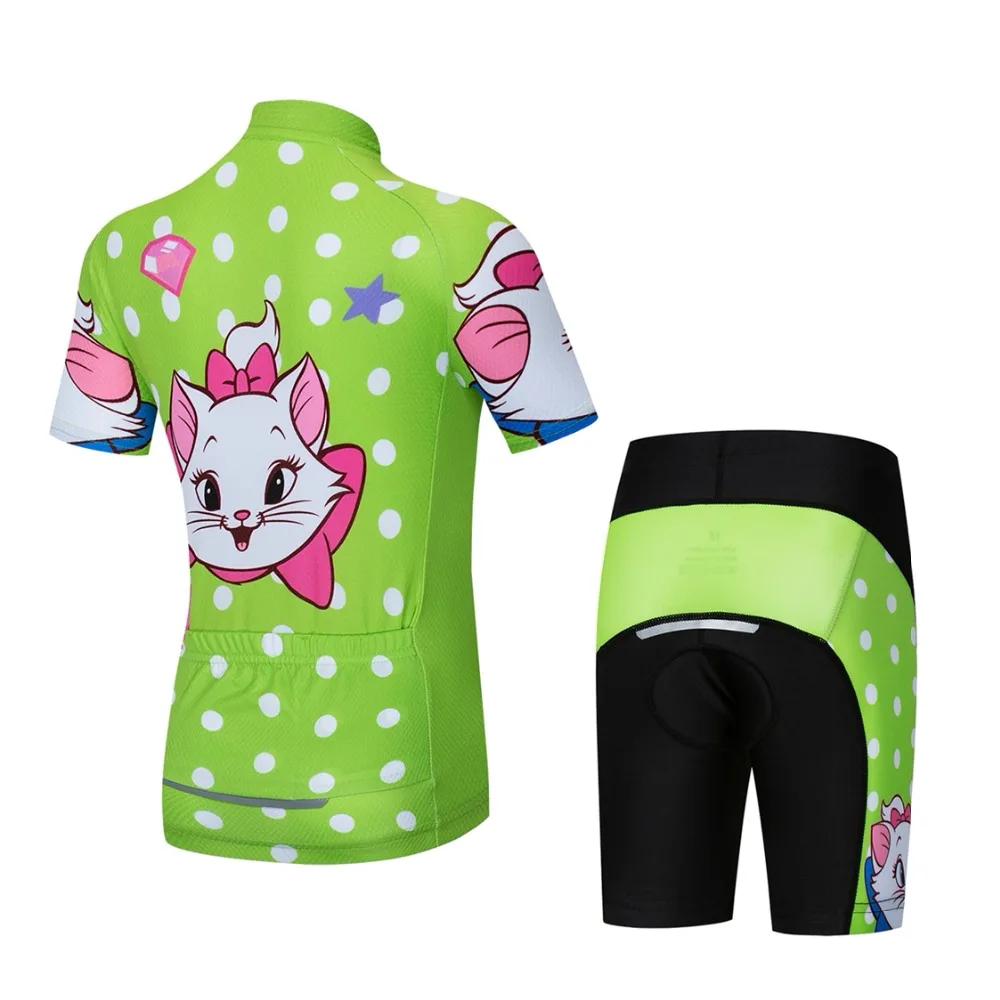 Велоспорт Джерси Детский велосипед Джерси и шорты комплект pro MTB Горный Дорожный топы для мальчиков и девочек велосипед Джерси костюм розового и зеленого цветов