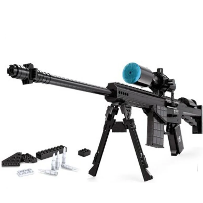 

M107 Sniper Assault Rifle GUN Weapon Arms Model 1:1 3D 527pcs Model Brick Gun Building Block Set Toy Gift For Children 22707