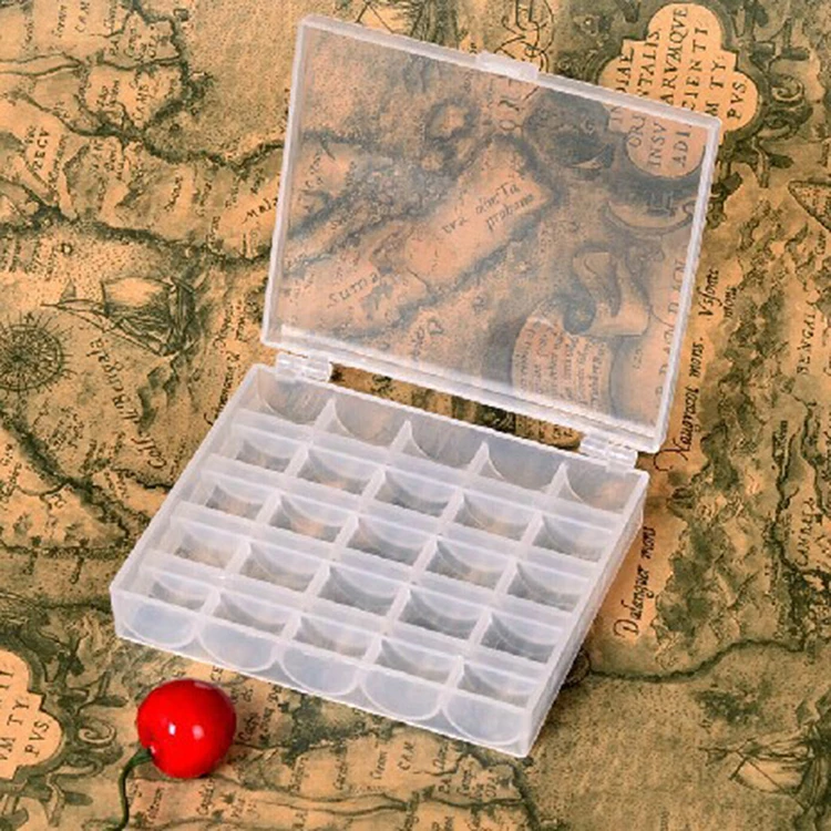 

Plastic Bobbin Box Case Bobbin Spool Storage Organiser Container 25 Compartments