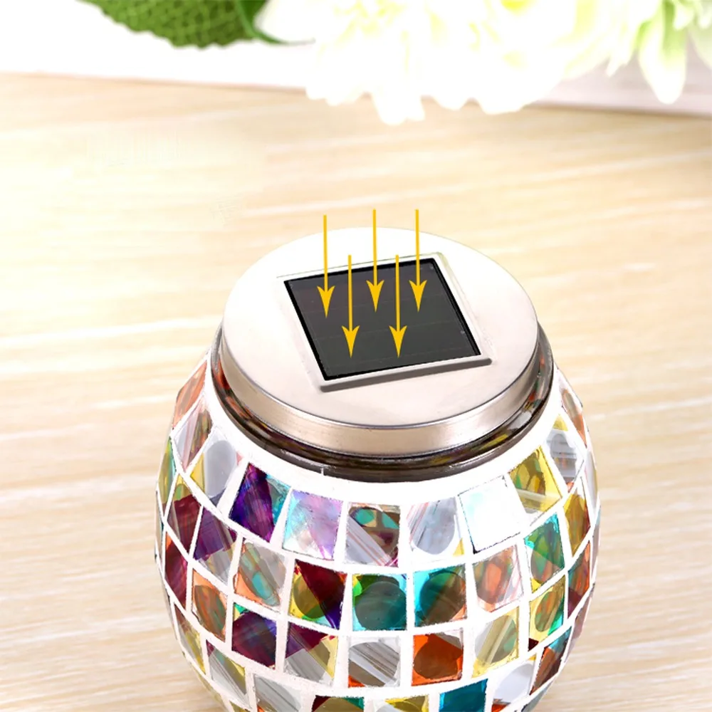 Bola de Vidro Movido a Energia Lâmpadas à Prova Luz ao ar Nova Mosaico Solar Jardim Luzes Coloridas Mudar Quintal Varanda d' Água Livre Indoor 10 Nova Bola De Vidro Mosaico Movido a