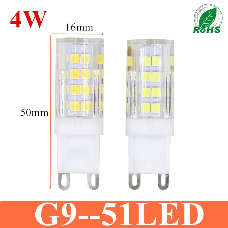 

2018 New G9 LED 4W SMD 2835 51LEDs AC220v AC110V Ceramic LED Ceramic Crystal LED Bulb high power Spotlight for Chandelier